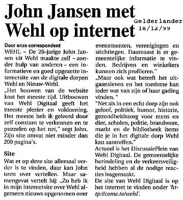 Krantenartikel over Wehl Digitaal